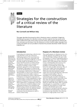 Strategies for the construction of a critical review of the literature