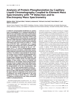 Analysis of Protein Phosphorylation by Capillary Liquid