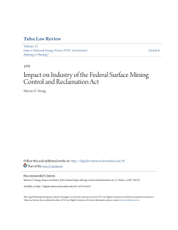 Impact on Industry of the Federal Surface Mining Control and