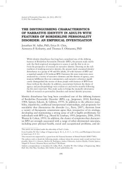 the dIstInguIshIng characterIstIcs of narratIve IdentIty In adults wIth