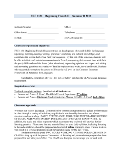 FRE 1131 Beginning French II Summer B 2016