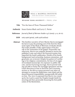 For the Sum of Three Thousand Dollars - Publications