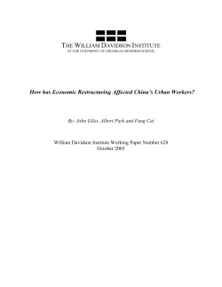 How has Economic Restructuring Affected China`s Urban Workers?