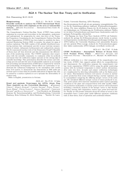 AGA 4: The Nuclear Test Ban Treaty and its Verification