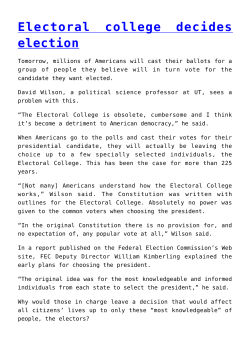 Electoral college decides election