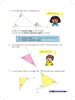 7. In triangle ABC, BC is extended to D. ACD is an exterior angle of