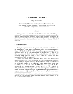 1 A NEW GENETIC CODE TABLE Miloje M