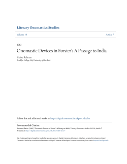 Onomastic Devices in Forster`s A Passage to India