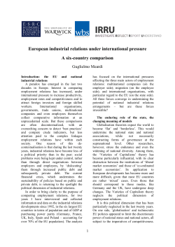 European industrial relations under international pressure A six