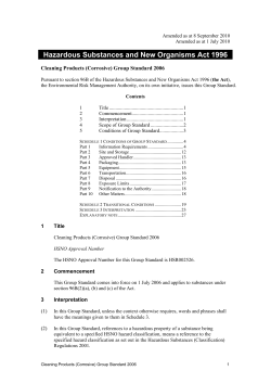 Cleaning Products (Corrosive) Group Standard 2006