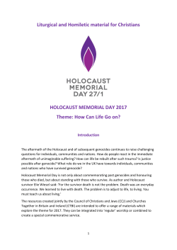 Liturgical and Homiletic material for Christians HOLOCAUST