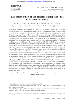 The redox state of the mantle during and just after core formation