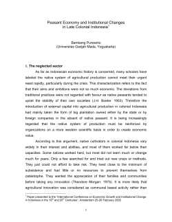 Peasant economy and institutional changes in late colonial Indonesia