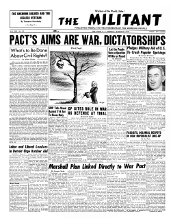 Marshall Plan Linked Directly to War Pact