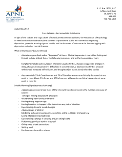 Facts regarding depression, potential warning signs of