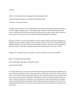 Fall 2016 CMLT-C 110: Writing the World: Us against the World