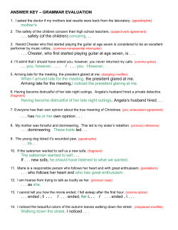 ANSWER KEY &ndash; GRAMMAR EVALUATION mother`s . . . safety (of