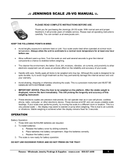 Jennings JS-VG Scale User Manual