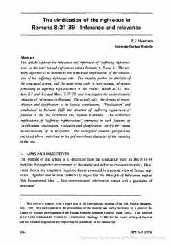 The vindication of the righteous in Romans 8:31