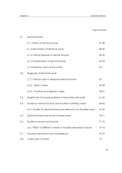 2.1 Dental fluorosis 2.1.1 History of dental fluorosis