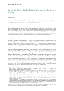 Use of the Term `Bonded Labour` is a Must in the Context of India