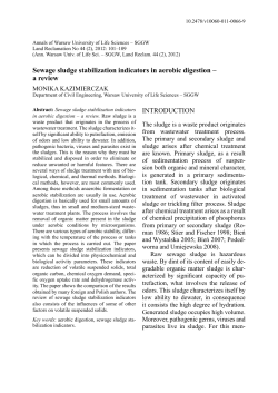INTRODUCTION Sewage sludge stabilization indicators in aerobic
