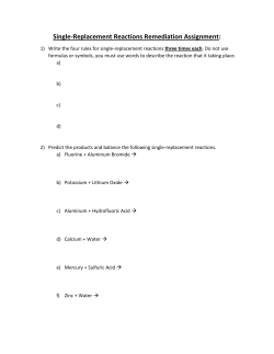 Single-Replacement Reactions Remediation Assignment: