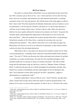 1 500 Word Abstract The mask is a common theme of