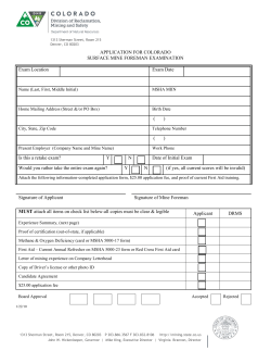 APPLICATION FOR COLORADO SURFACE MINE FOREMAN