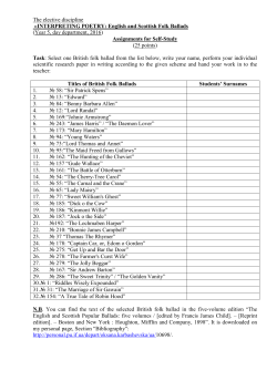 INTERPRETING POETRY: English and Scottish Folk Ballads