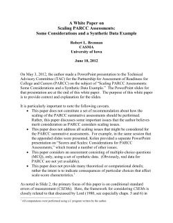 A White Paper on Scaling PARCC Assessments