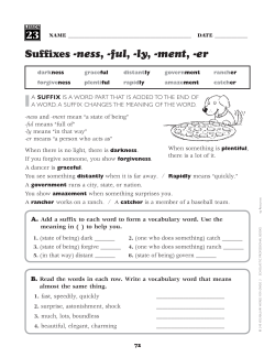 Suffixes -ness, -ful, -ly, -ment