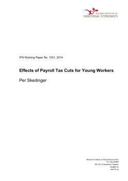 Effects of Payroll Tax Cuts for Young Workers Per Skedinger