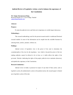 Judicial Review of Legislative Action: a tool to balance the