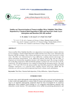 Studies on Characterization of Nanocrystalline Silver Sulphide Thin