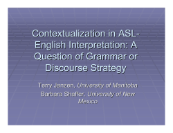 Contextualization in ASL - The University of New Mexico