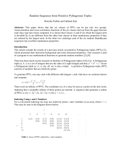 ythagorean Triples and Cryptographic Coding