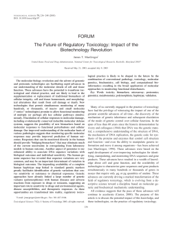 FORUM The Future of Regulatory Toxicology