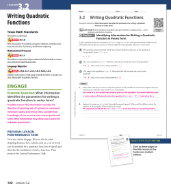 Writing Quadratic Functions