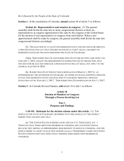 1 Be it Enacted by the People of the State of Colorado: Section 1. In