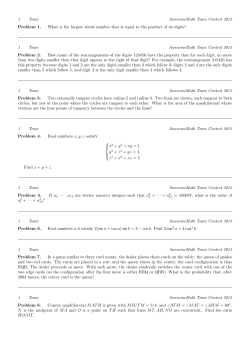 1 Team AwesomeMath Team Contest 2013 Problem 1. What is the