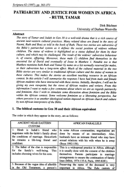 PATRIARCHY AND JUSTICE FOR WOMEN IN AFRICA &bull; RUTH