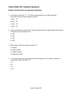 Grade 8 Math OAT Authentic Questions
