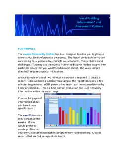 Discover YOUR hidden SELF through Vocal Profiling