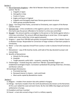 Section 1 1. Rise of Germanic Kingdoms – after fall of Western