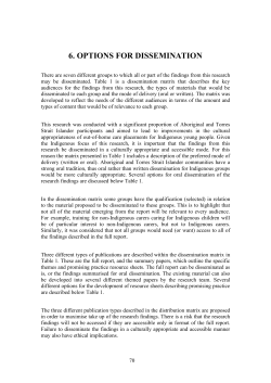6. options for dissemination - Australian Institute of Family Studies