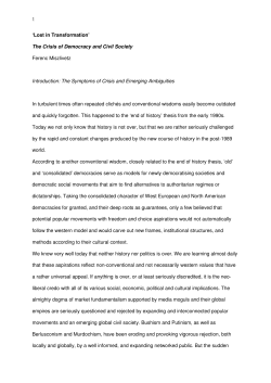 `Lost in Transformation` The Crisis of Democracy and Civil Society