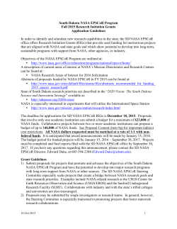South Dakota NASA EPSCoR Program Fall 2015