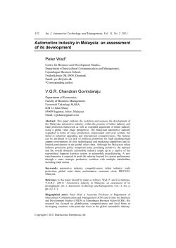 Automotive industry in Malaysia: an assessment of its