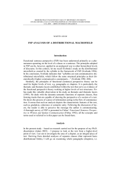 Martin ADAM, FSP analysis of a distributional macrofield